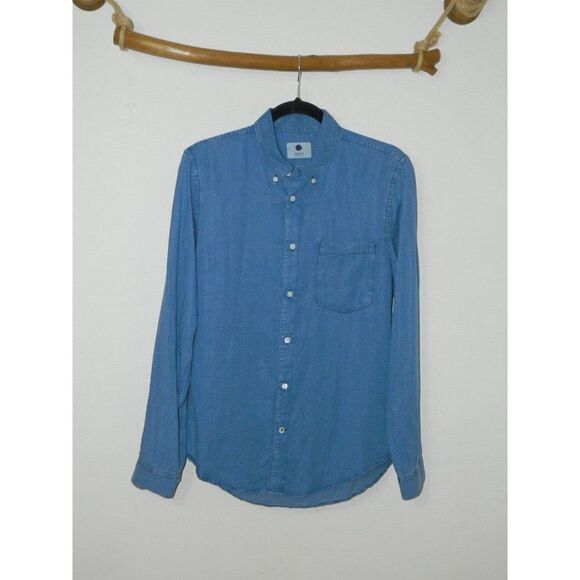 NN07 No Nationality Shirt  Blue Chambray Palk Slim Fit  Tencel ‎ Men's Small - Picture 7 of 10